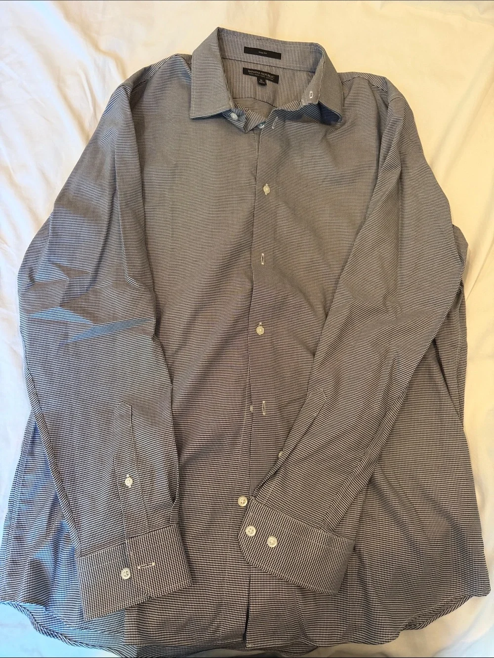 Banana Republic Black and White Micro-Houndstooth Slim Fit Shirt